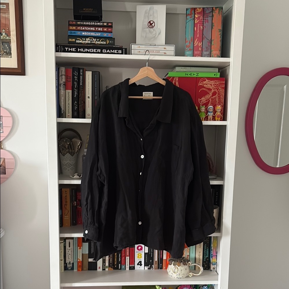 GUC boheme goods black linen oxford shirt in size 2XL-3XL or size 4